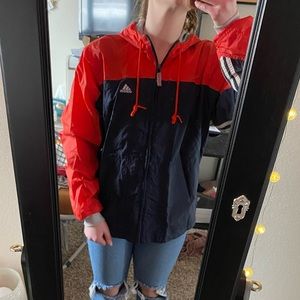 Adidas Navy blue/Red windbreaker. Size L